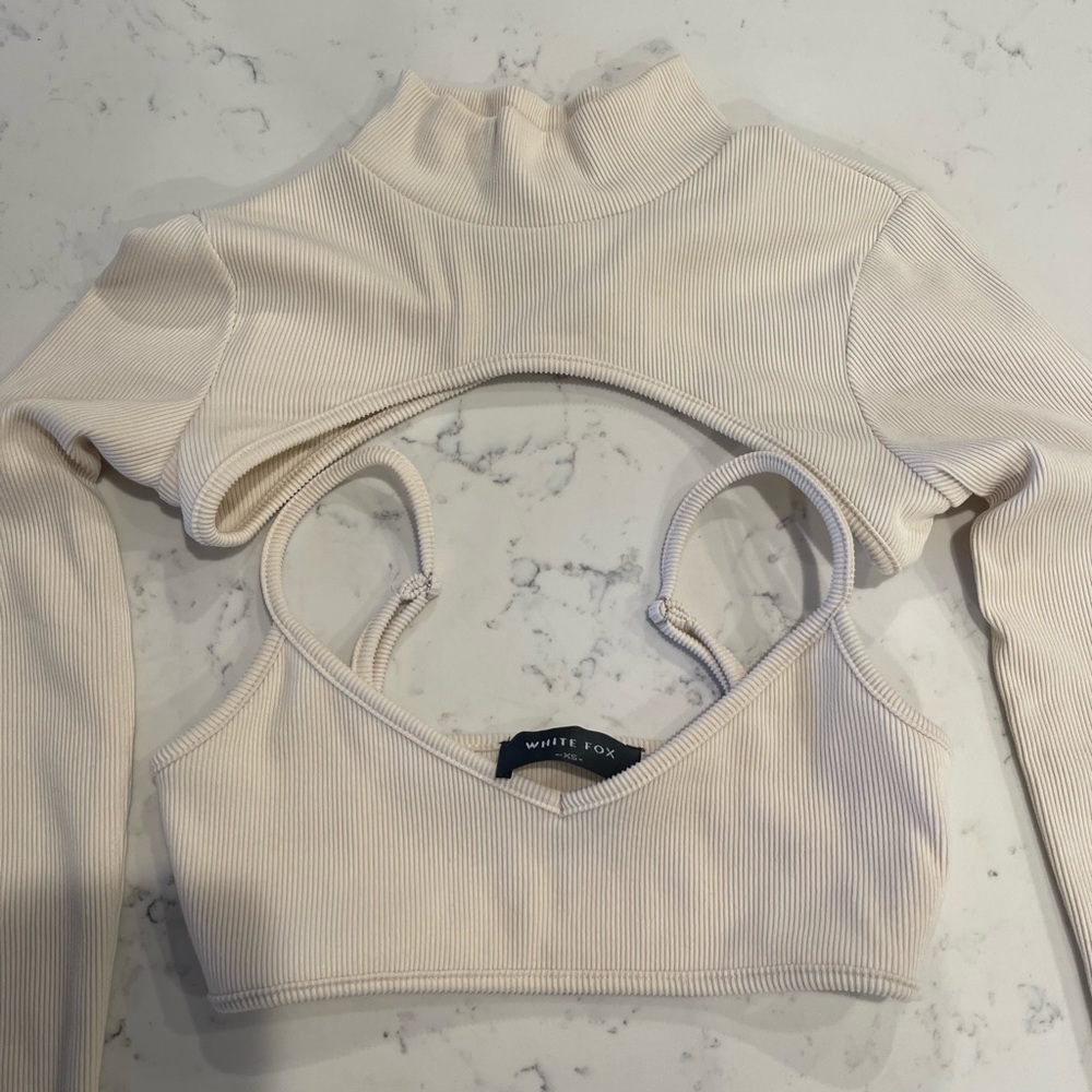 Cream two piece crop top set